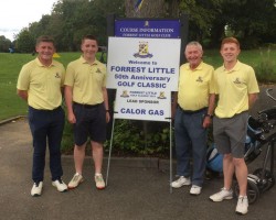 Mr President Paddy Kelly with three of his grandchildren Lee, Adam & Dean Duffy, preparing to play in the 50th Anniversary Golf Classic in Forrest Little GC